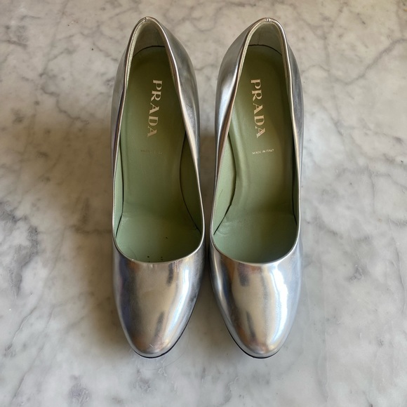 Prada silver wedge heels. Size 36.5. Excellent condition - Picture 3 of 5